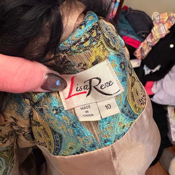 Tapestry Faux Fur Collar Jacket - Picture 13 of 13